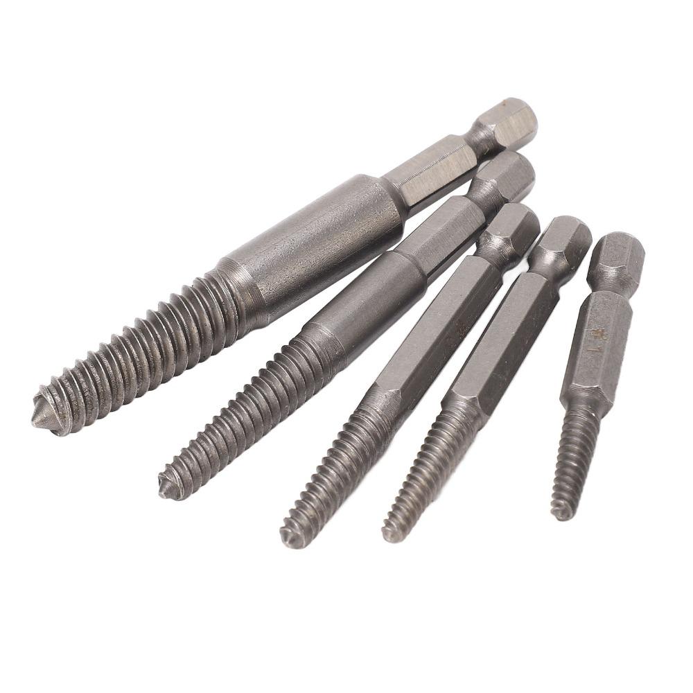 5PCS Chrome-Moly Alloy Steel Screw Remover Set Bolt Extractor Tool For Damaged Bolts