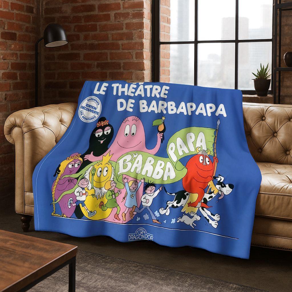 Cartoon Les Barbapapa Barbamama Family 3D Flannel Blanket,Warm and Cozy Soft Throw Blanket for Home Bedroom Bed Sofa Cover Kids