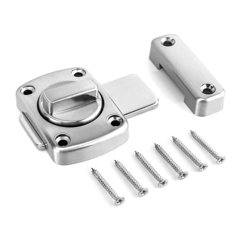 Stainless Steel Gate Door Lock with Screw Rotate Bolt Latch Lock Bathroom Door Bolt Lock Toilet Door Latch Gate Slide Latch