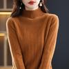 Women's Thickened Half-High Collar Pure Wool Sweater - Loose Knit Base Layer for Autumn/Winter