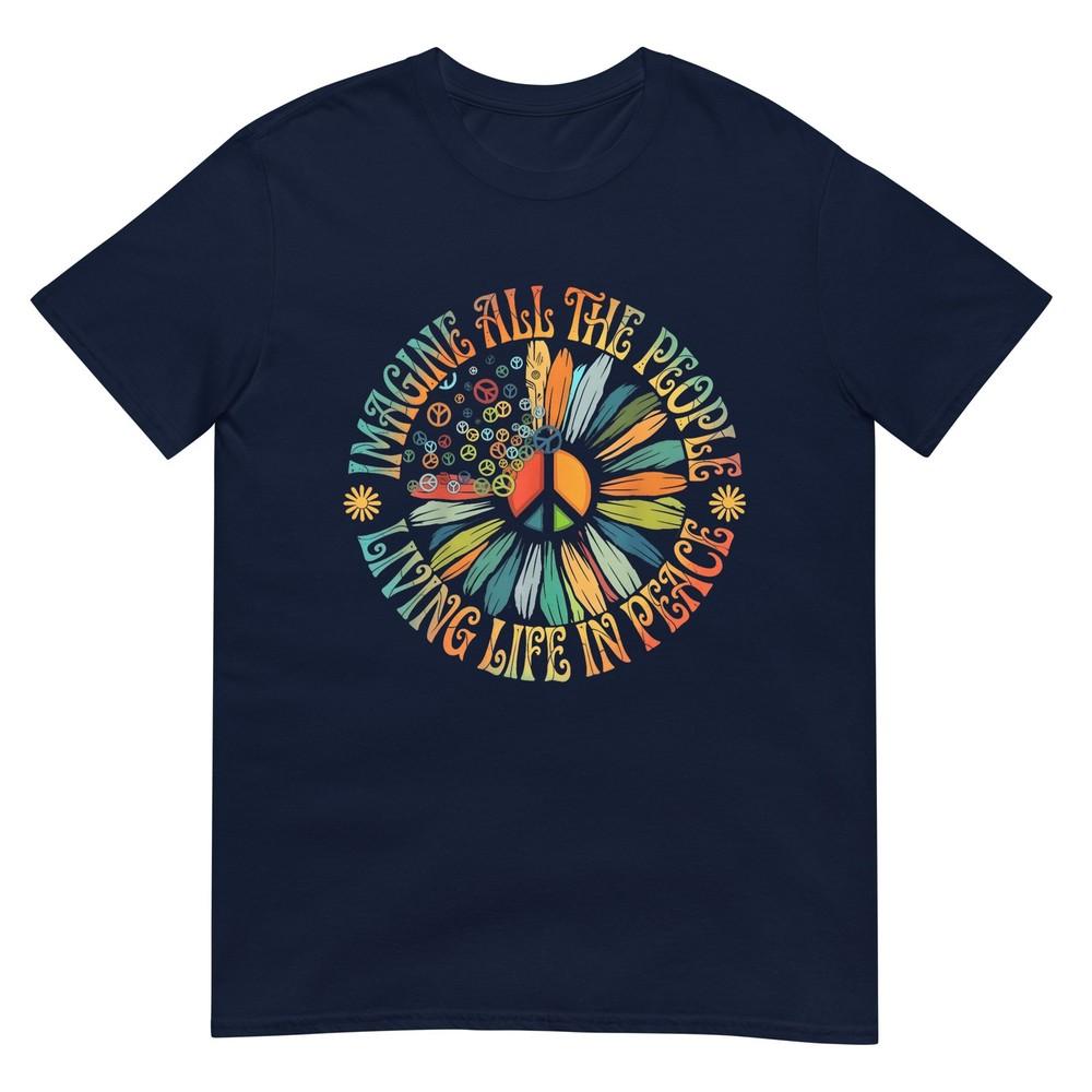 Vintage Classic Imagine Hippie People Living Life In Peace Tshirt S