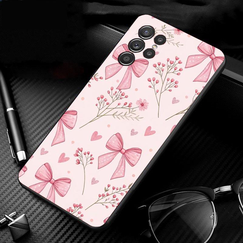 Phone Case For Samsung Galaxy S26 S25 S24 S23 S22 Ultra S23 S22 S25 Plus S24FE S23FE S26Edge Cute Pink Heart Bow