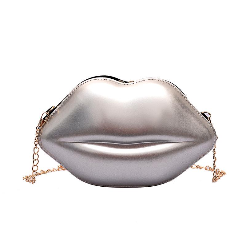 2024 Fashionable Women's Versatile Structured Chain Shoulder Crossbody Bag - Lip Design