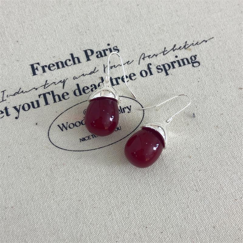 Water Drop Earrings Green Ear Hooks Elegant Retro Fashion Jewelry