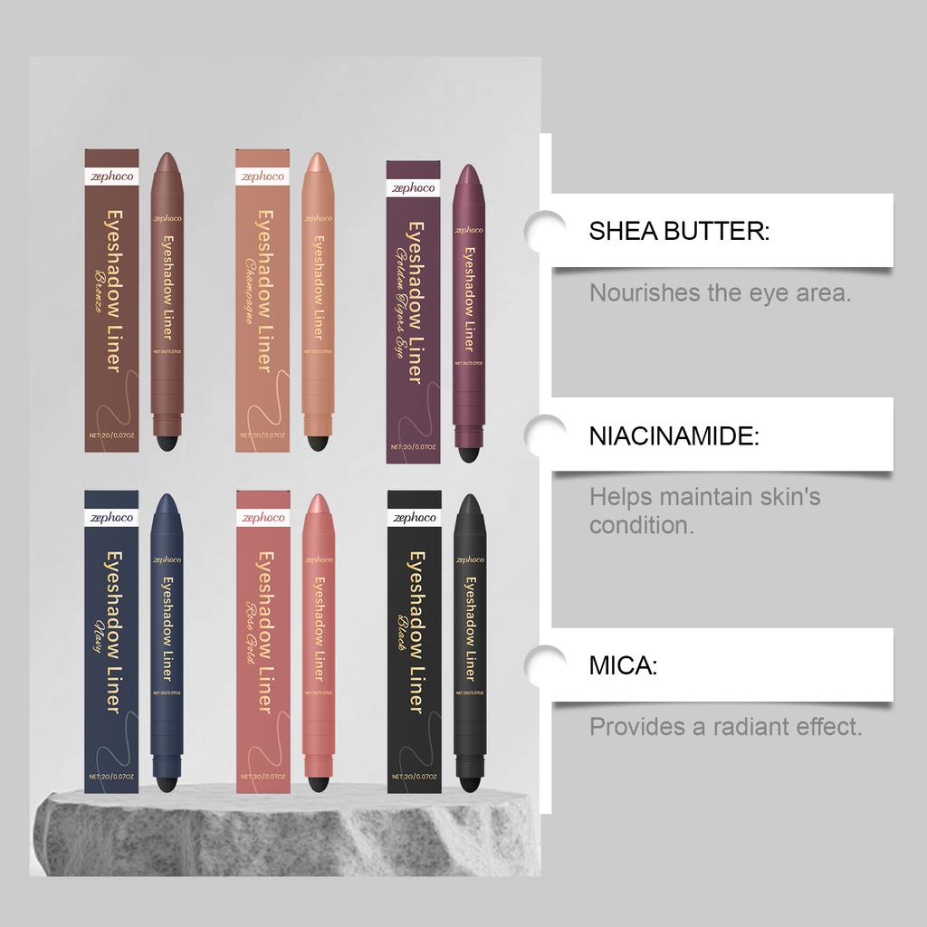 Penna Eyeliner 2in1 Formula Anti-Macchia Impermeabile Lunga Tenuta Trucco Quotidiano per Principianti Applicazione Fluida Eyeliner Ombretto