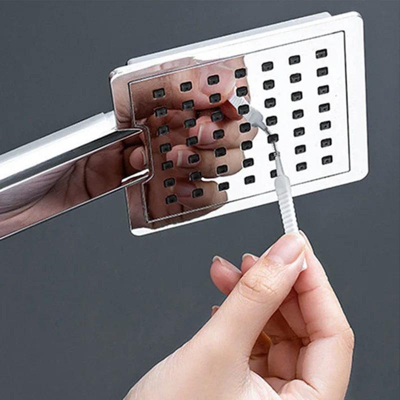 10pcs Shower Cleaning Brush, Plastic, Uncharged, Micro Nylon, Anti-blocking, for Bathroom