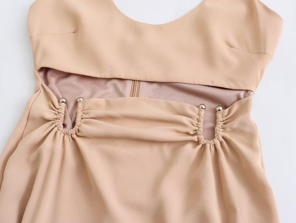 European and American 2025 Spring Women's Mini Halter Neck Dress with Hollow-Out Design