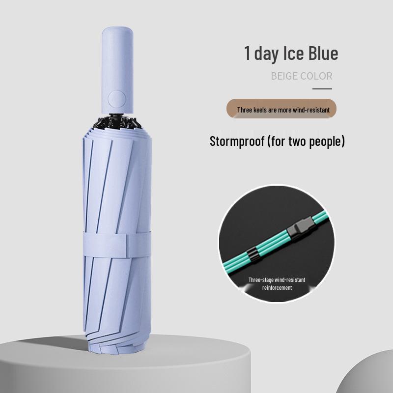 Automatic Buckle Women’s Umbrella: Windproof, Reinforced, Sun & Rain UV Protection