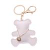 Trendy Mini Bear Keychain Decorative Bag Charm Gold Tone Chain Soft PU Leather Craftsmanship Keyrings Accessory