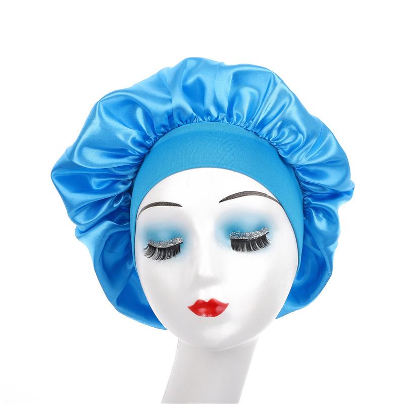 Wide Brim Satin Nightcap: High Elasticity Anti-Frizz Silk Chemotherapy Hat for Hair Care
