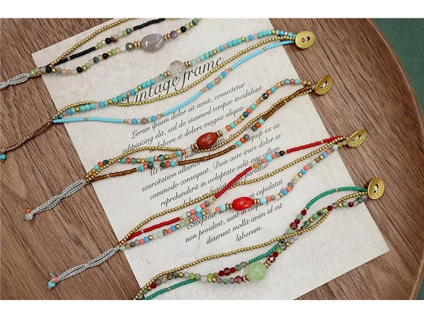 Boho Style Colorful Beaded Natural Stone Crystal Woven Bracelet
