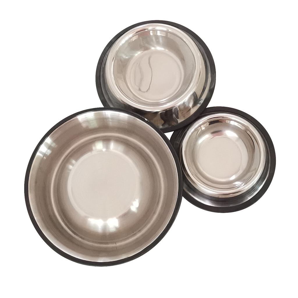 Round Travel Drinking Water Food Feeding Stainless Steel Dog Bowl