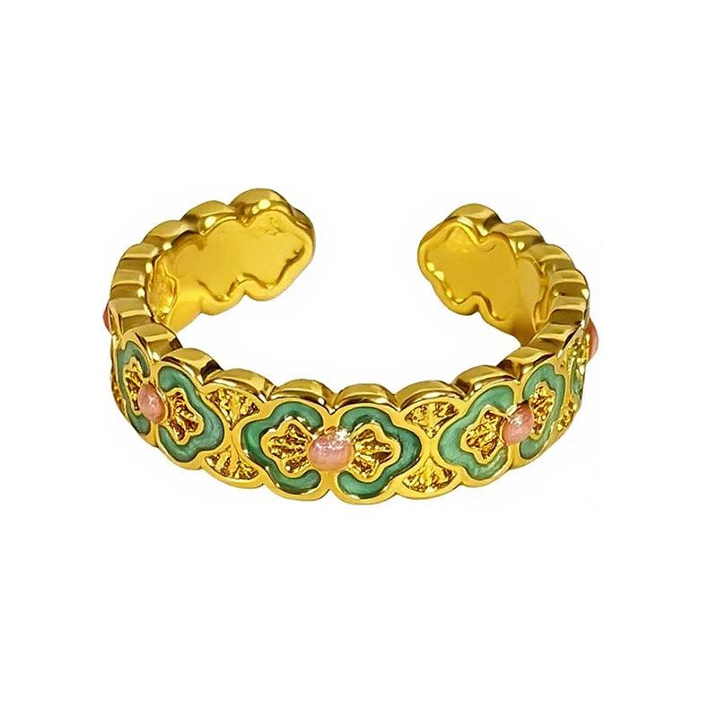 Enamel Cloud Ruyi Filigree Butterfly Open Ring Ring National Style Stacked Wearing Niche High-End Ring Woman