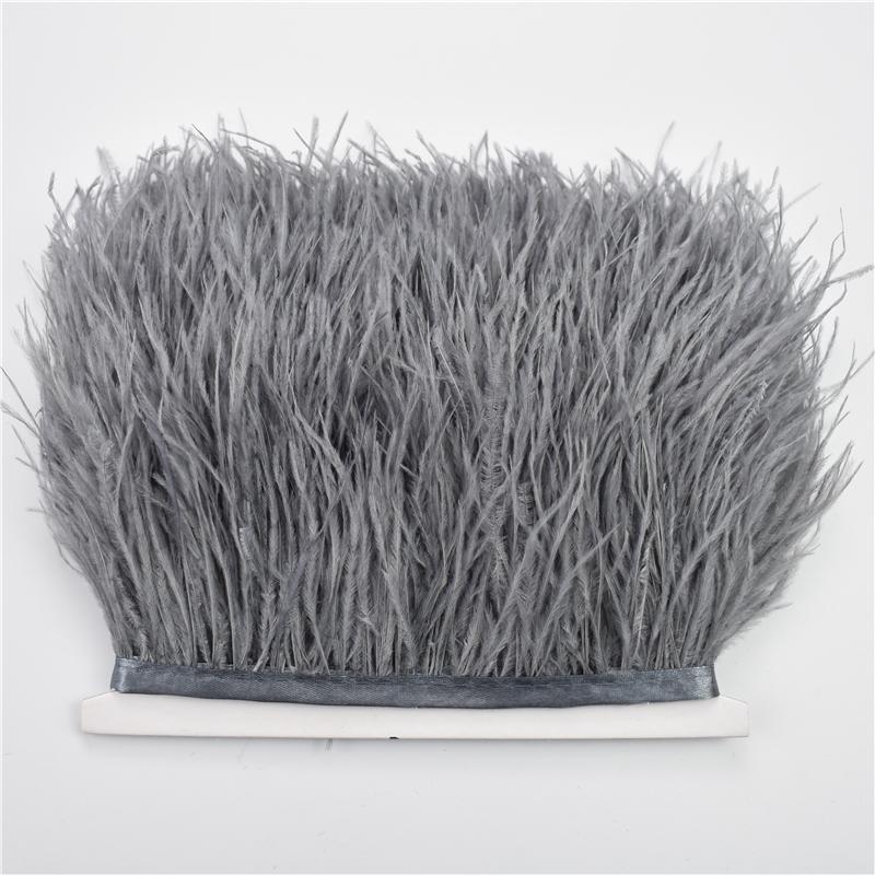 8-10cm Ostrich Feather Trims for Needlework and Handicraft Black Plume Skirt Decoration Natural Feathers Ribbon Fringe