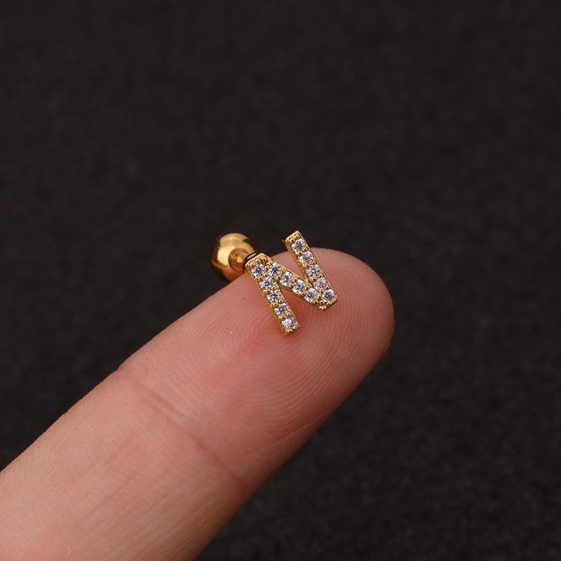 Trendy 26 Letters Tragus Cartilage Earring Women Exquisite Tiny Initial Alphabet Name Helix Earring Piercing Jewelry Gift
