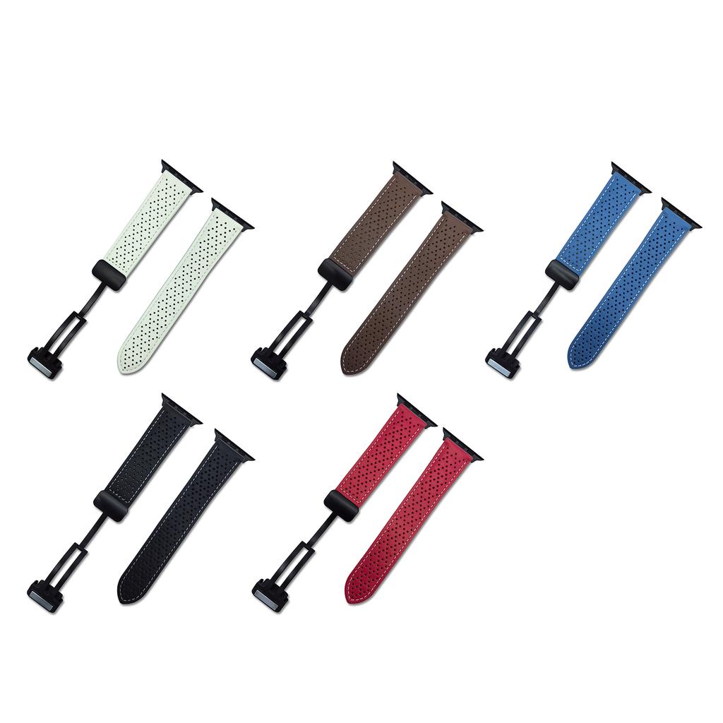 Replacement Strap for Apple Watch Series 10 Ultra 9 8 7 SE 6 5 4 3 2 1 46mm 49mm 45mm 44mm 42mm Magnetic Buckle Genuine Leather Watch Band