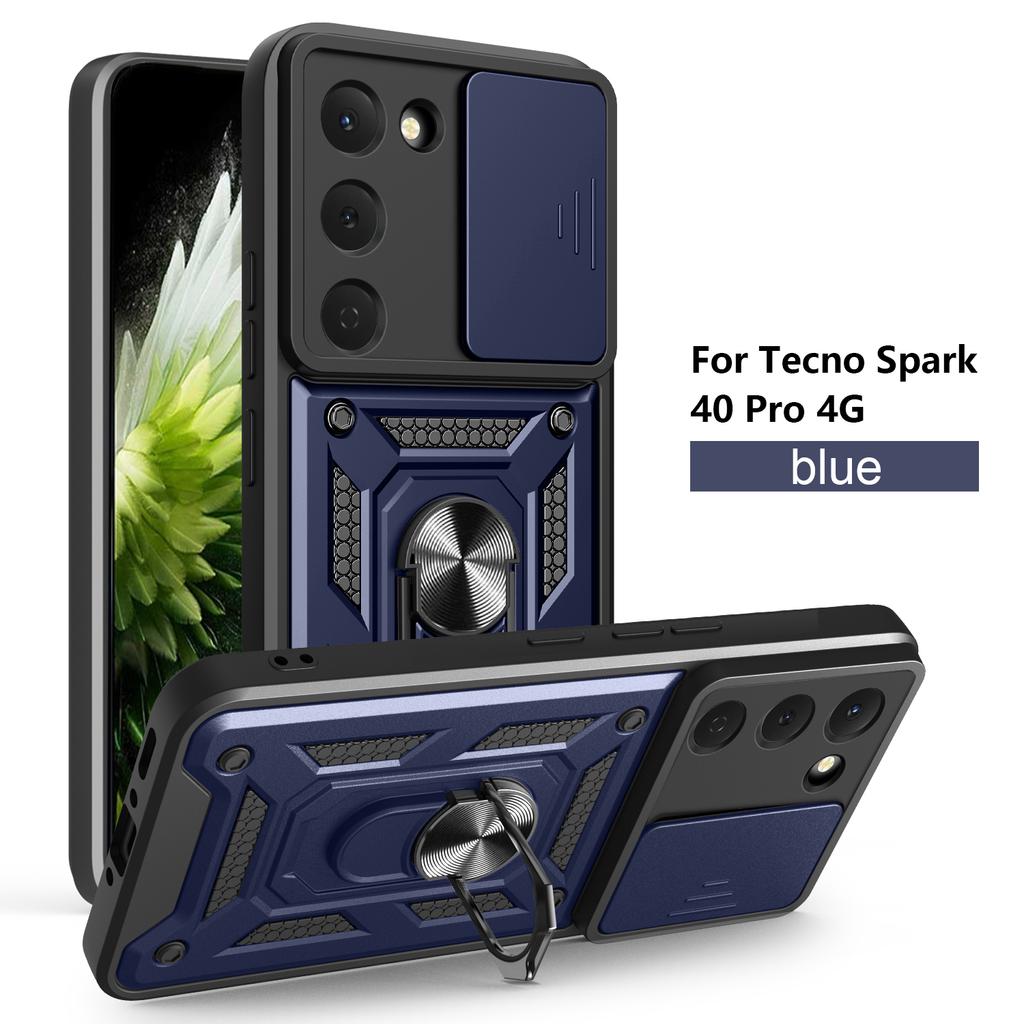 For Tecno Spark 40 Pro Case Tecno Spark 40 Pro Cover Magnetic Ring Holder Armor Phone Case Slide Camera Protect Back Cover