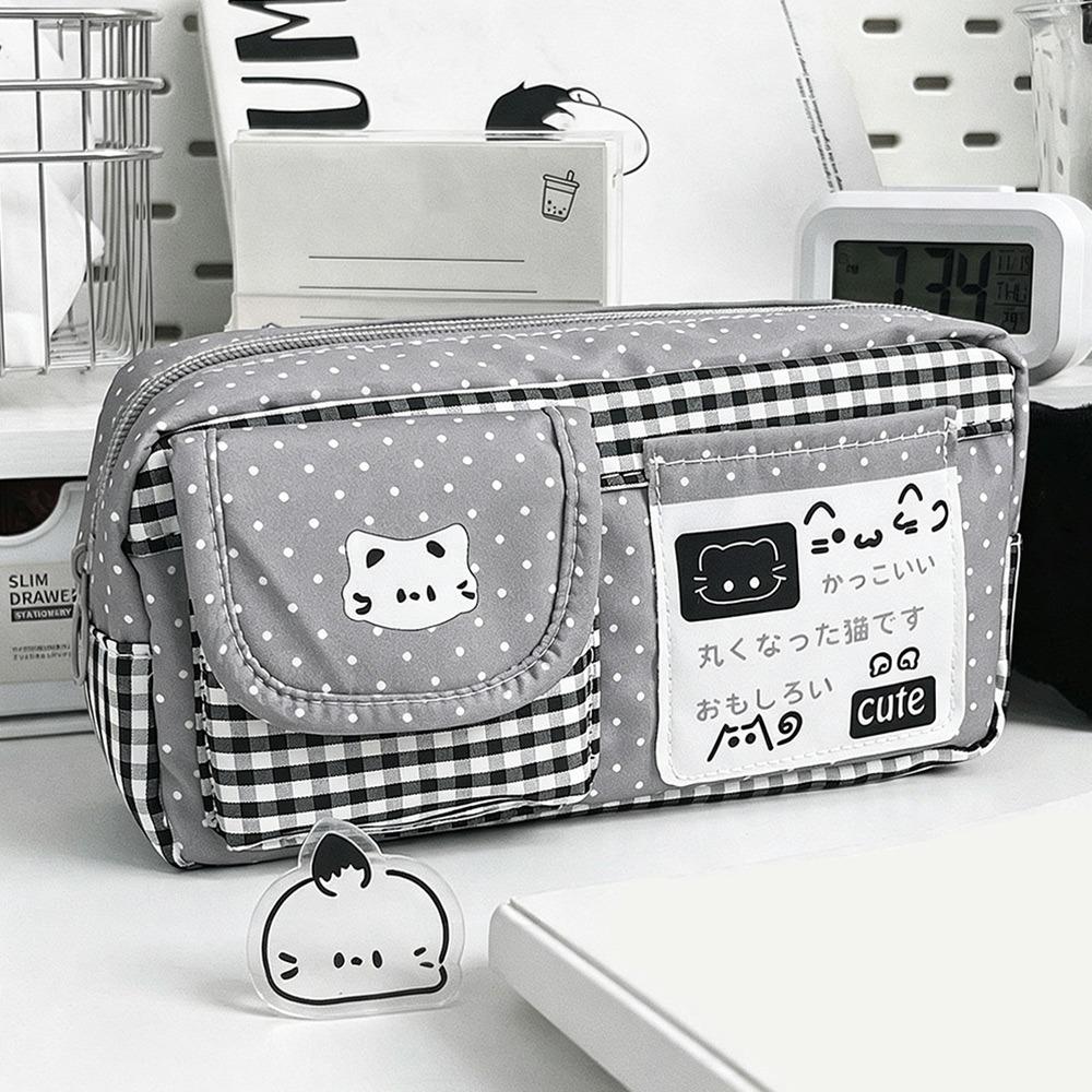 Large Capacity Pen Bag Multi-Layer Stationery Bag Durable Pencil Case Gift серый