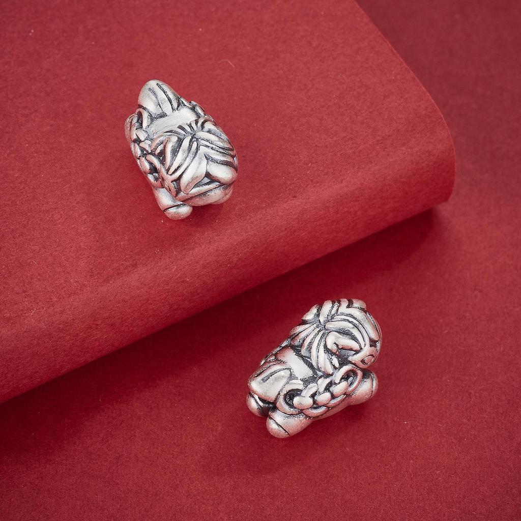 S999 Sterling Silver Zodiac Horse Spacer Beads with Copper Coins for DIY Beaded Bracelets and Rope Weaving Silver Accessories.