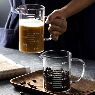 Heat-Resistant Glass Measuring Cup with Handle, Microwave-Safe for Baking, Milk, Tea, and Water