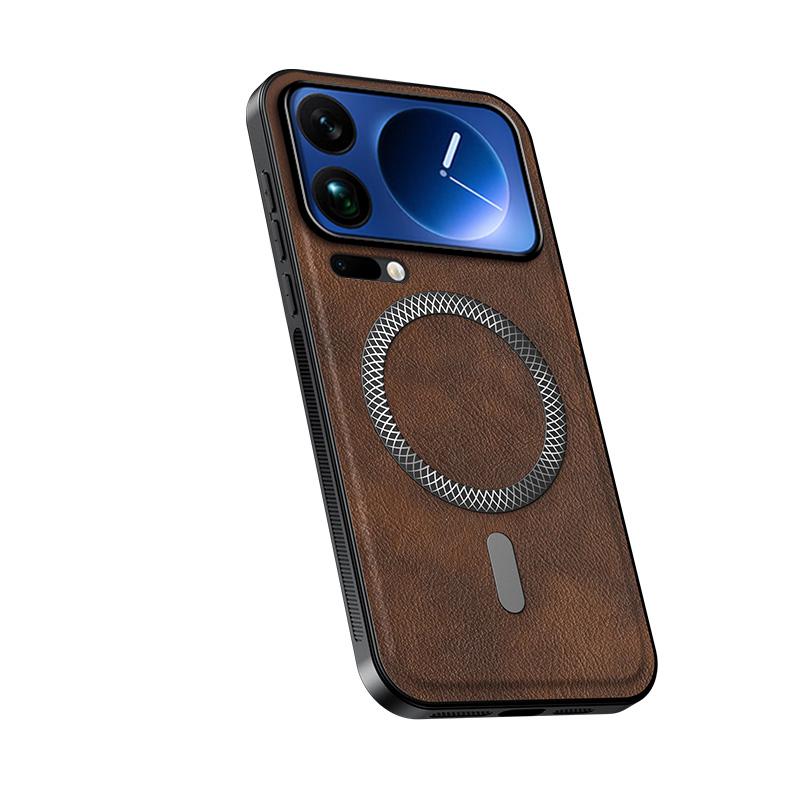 

Для Xiaomi Mi 17 Pro Max Чехол Роскошный Магнитный Защитный Чехол-накладка из ПУ кожи MagSafe для Xiaomi Mi 17Pro Чехол для телефона Xiaomi 17 pro max коричневый