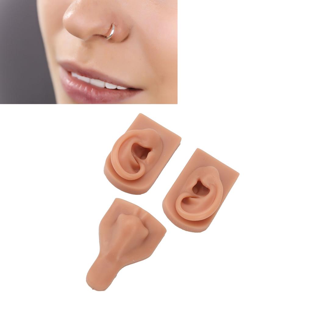 Silicone Nose Ear Model 3D Simulation Nose Ear Model Set for Piercing Practice Teaching