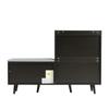 Modern Shoe Bench with Black Walnut Wood, Shoe Cabinet, Equipped with Four Storage Doors, Asymmetric Metal Handles, W120/D34/H82