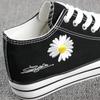 Fashion 2024 New Thick-Soled White Shoes Daisy Canvas Shoes Women's Half-slipper Half-Drag Low-Top Shoe 6cm Internal Increased Sneaker