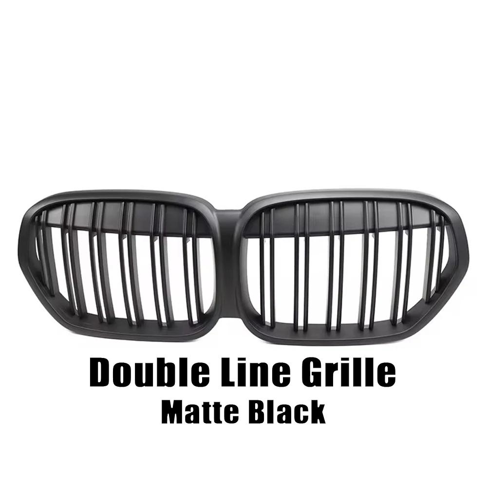 XVIP Carbon Fiber Look Double Line Style Front Racing Grills For BMW X1 F48 LCI 2020-2022 All Black Diamonds Style Upper Grilles