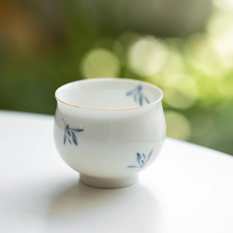 Pure hand-painted Phalaenopsis Ercai cover bowl retro underglaze color household ceramic Kung Fu tea set tea bowl teapot teacup