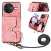 For Xiaomi Poco F7 Pro 5G/Xiaomi Redmi K80 5G PU Leather Phone Back Cover with Zipper Card Holder and Long Strap