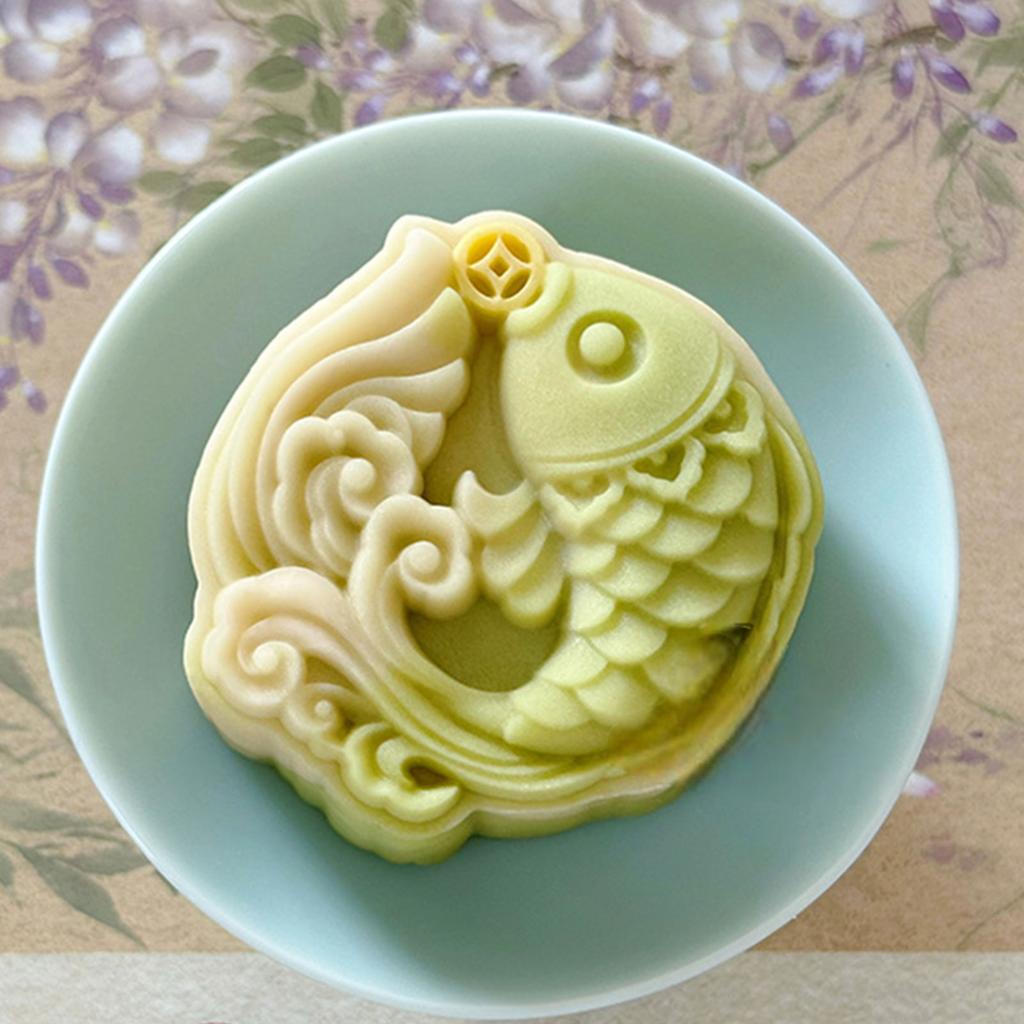 Hand Pressure Moon Cake Molds Fish Pattern Cookie Stamp Moon Cake Maker MidAutumn Festival making Cookie Pastries Tool