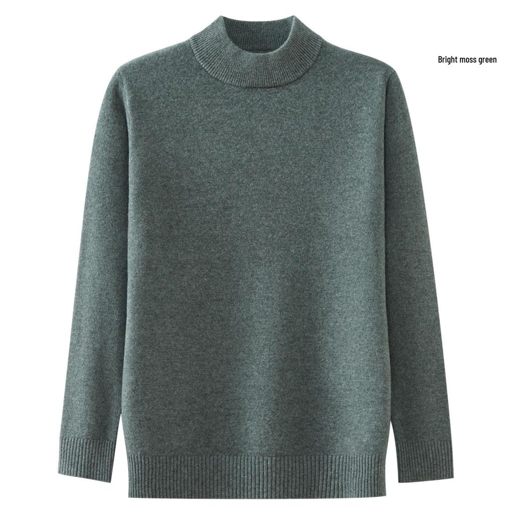 2025 Men's Pure Wool Round Neck Knit Sweater - Casual Long Sleeve Autumn/Winter Collection