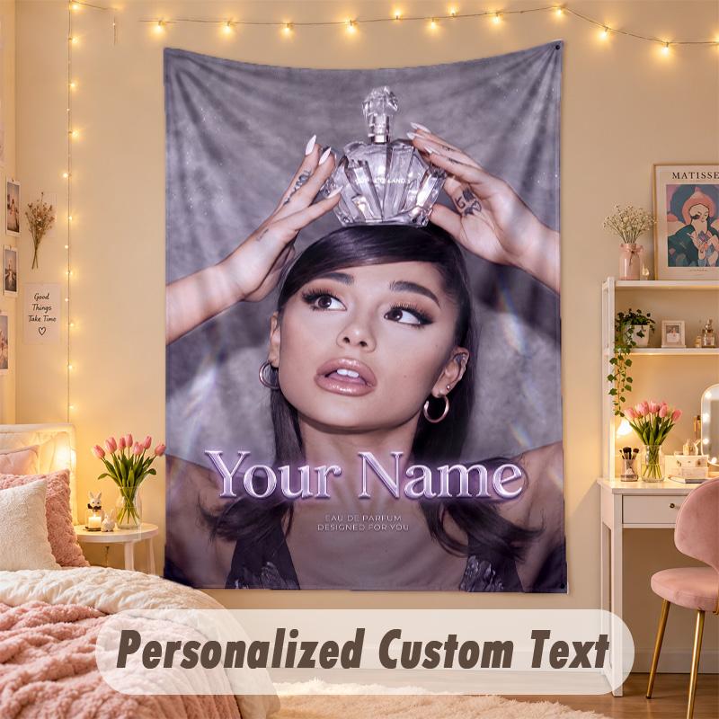 Benutzerdefinierte Personalisierte Wandteppich, Ariana Grande Druck Benutzerdefinierter Name Text Wandkunst Hängend für Schlafzimmer