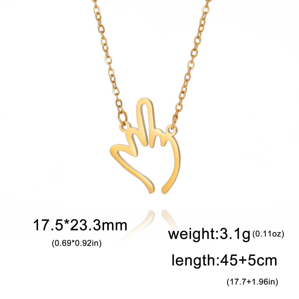 Teamer Middle Finger Pendant Necklace Women Men Hip Hop Stainless Steel Funny Rock Punk Jewelry Birthday Gift Wholesale