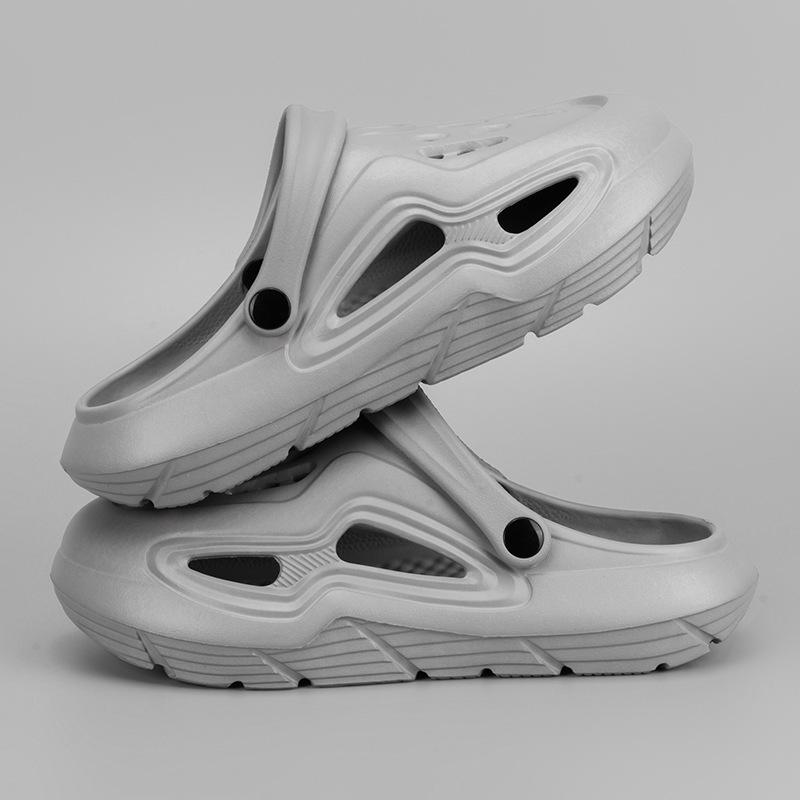 

Тапочки, обувь с отверстиями, мужские и женские, нескользящие, легкие, износостойкие и дышащие, один ботинок или два, носить пляжные сандалии на улице 44-45 серый