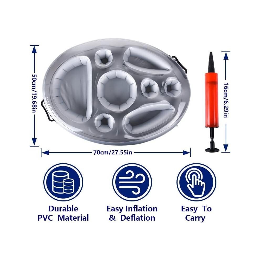 Havre de paix gonflable au bord de la piscine, accessoires pour spa pour adultes, plateau flottant, grande capacité multi-usage pour les fêtes