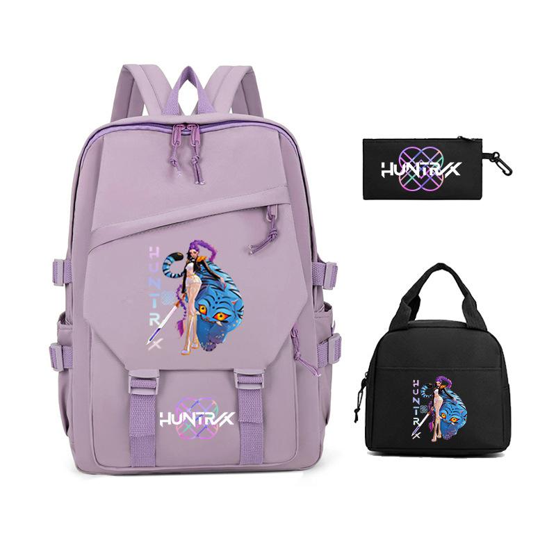 Demon Hunters KPop Demon Hunters Student School Bag Three-piece School Bag Zipper Pencil Case
