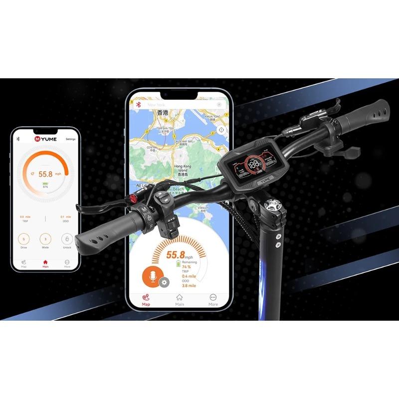 YUME HAWK Electric Scooter 10x3.15" Tubeless All-terrain Tire 1200W*2 Motor 60V 22.5Ah Battery 43mph Max Speed 43miles Max Range