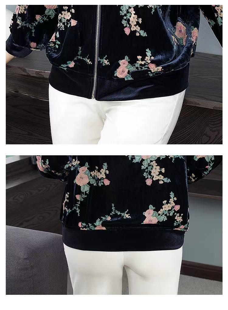 Women's Casual Gold Velvet Baseball Jacket - Korean Style, Loose Fit, Long Sleeve. Perfect for Spring & Autumn.
