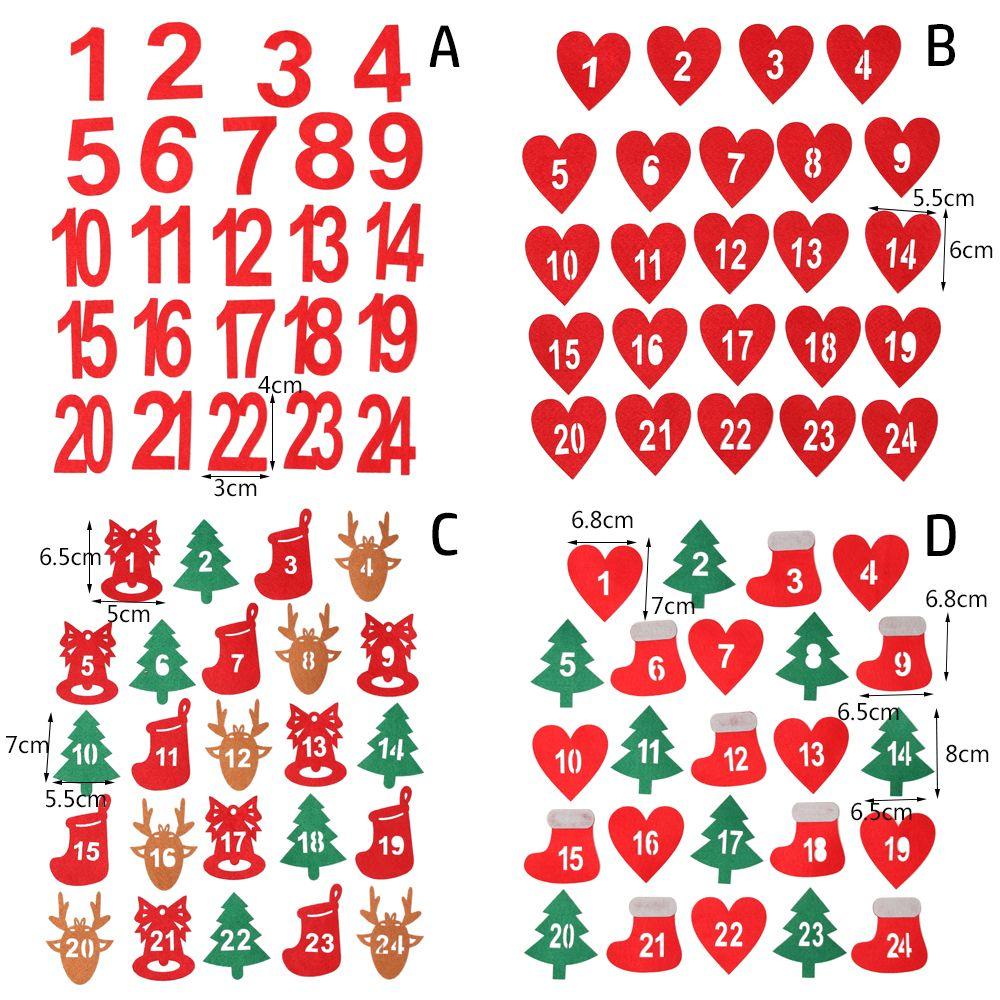 Package Label Countdown Christmas Label Advent Calendar Number Xmas Ornament Gift Felt Sticker