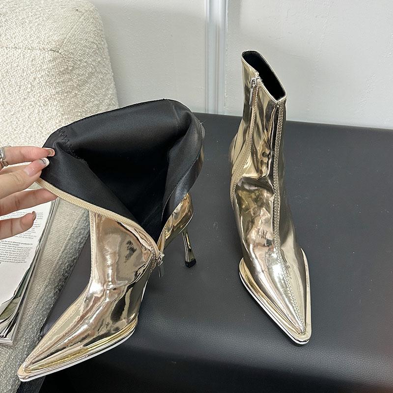 Moda Moda Szpiczasty Nosek Damskie Kostkę Nowoczesne Buty Damskie Cienkie Obcasy Buty Seksowne Panie Krótkie Buty Zamki Buty Szpilki