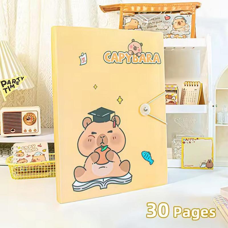 Capybara Information Book Kawaii A4 Transparent Insert Folder Collection Book Student Certificate Test Paper Storage Book Fish 30 pages
