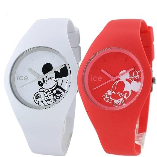 Ice Watch Pair Watches for Men and Women, Disney Collaboration, Unisex Silicone 40mm Medium Watch (No. 3 White/Red)