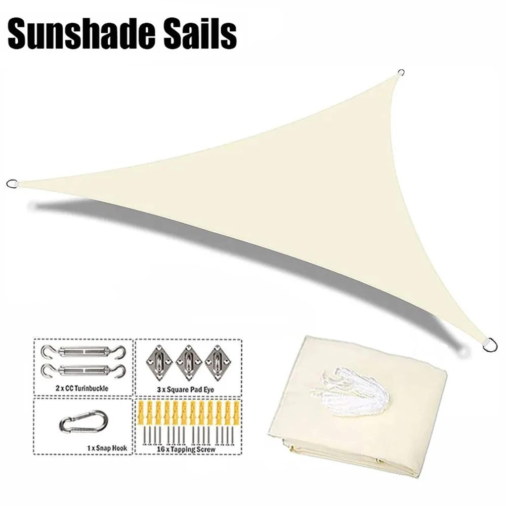 Shade Sail, Waterproof Outdoor Garden Patio Party Sun Awning, Triangular Canopy 98% UV Blocking with Free Rope