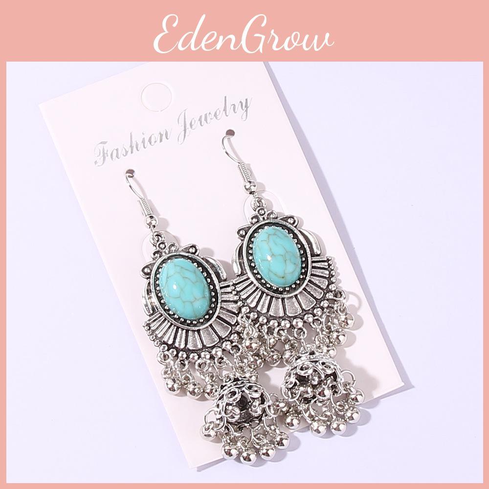 Bohemian Style Drop Earrings With Electroplated Oval Design For Female Accessories