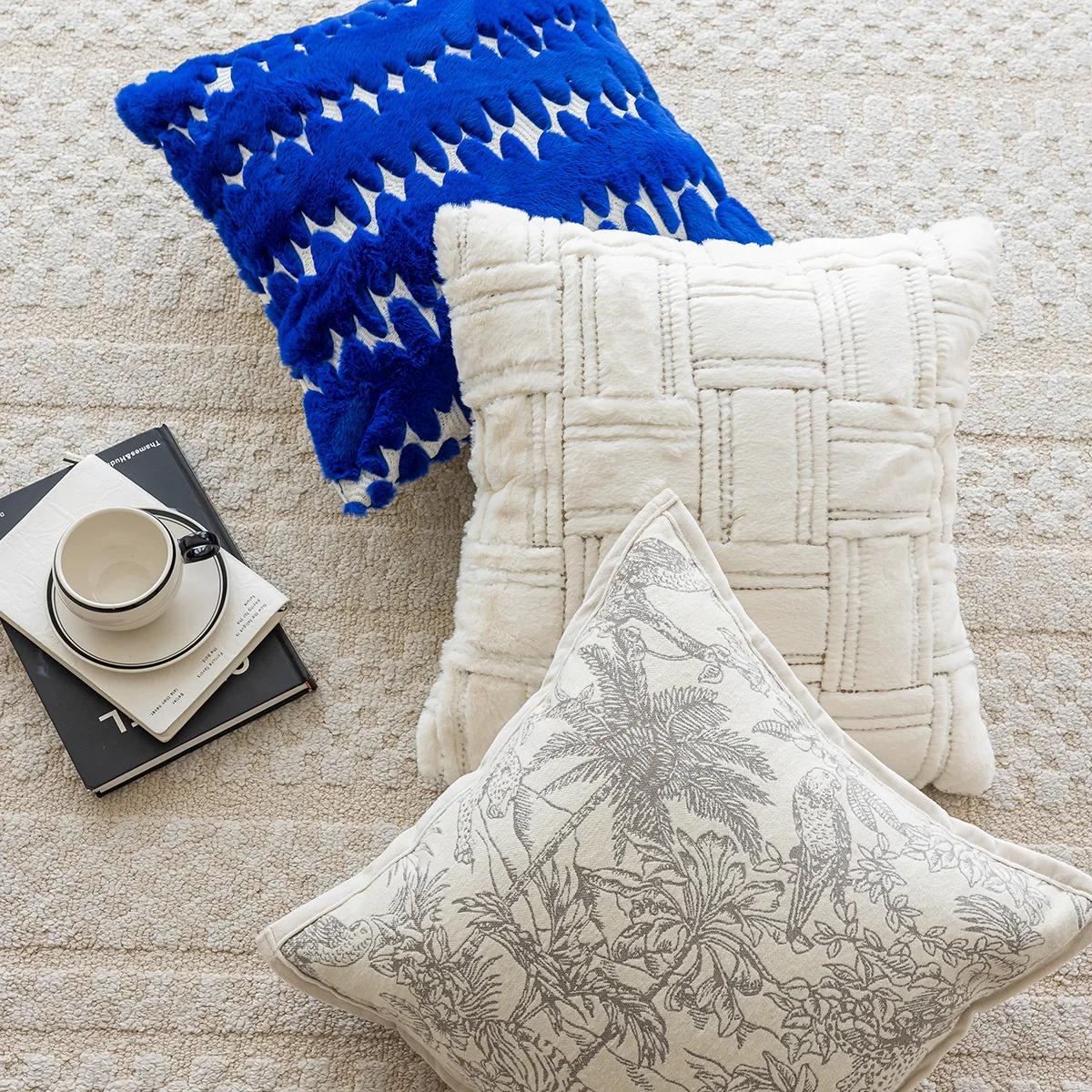 Jmg Clothing Unisex Blue/Light 45X45cm Plush Throw Pillow Cover French Luxury Stamping Waist Cushion Cover Decor Home Decorative Pillowcase