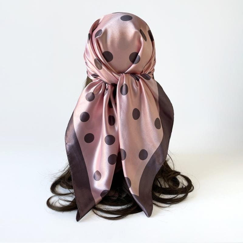Dot Print Square Scarf For Women Silk Shawl Neckerchief Female Hair Bands Head Wraps Headband Foulard Satin Hijab Bandana