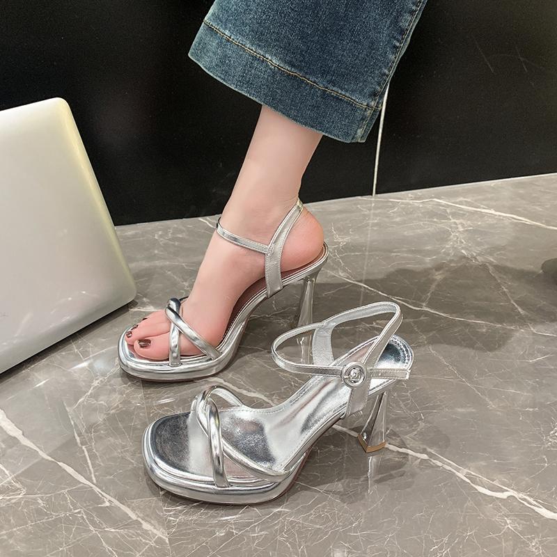 Fashion 2024 New Luxury Designer Summer Women Sandals Fashion Elegant Narrow Band Shoes Ladies Outdoor Party Dress High Heel Sandalias