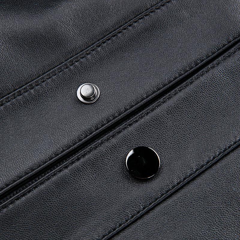 FAPAI Men's First Layer Sheepskin Lapel Leather Jacket